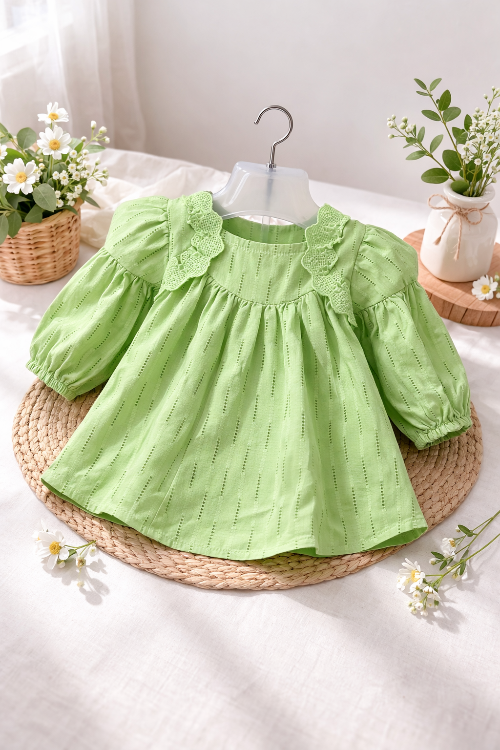 Mint Meadow Lace Baby Dress
