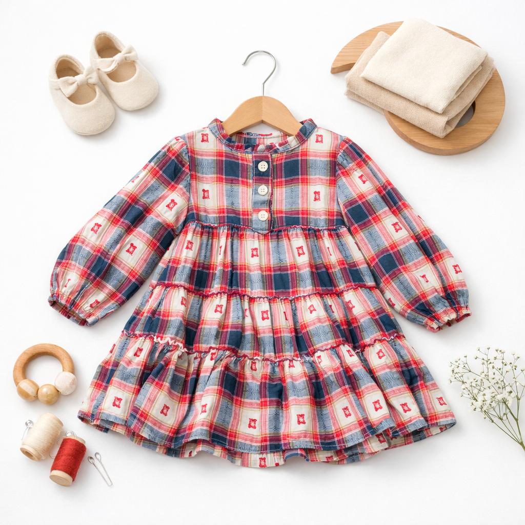 Soft plaid tiered dress