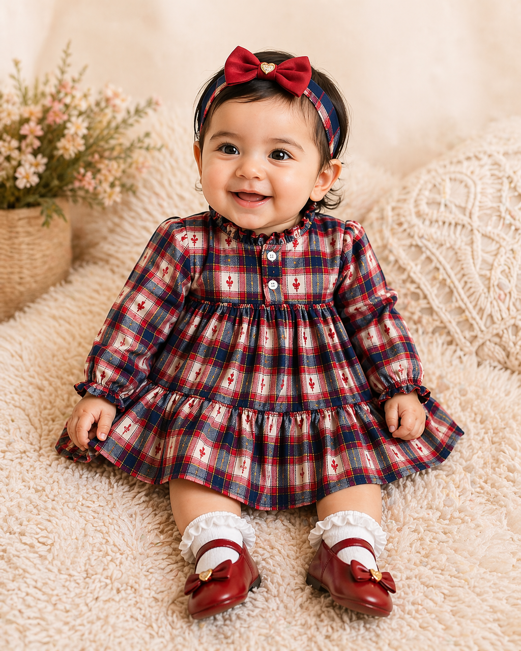 Soft plaid tiered dress